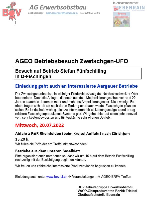 AGEO Betriebsbesuch ZwetschgenUFO 20.07.2022