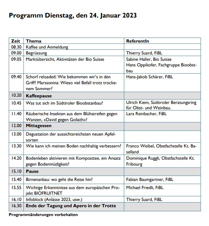 Bio Obstbautagung