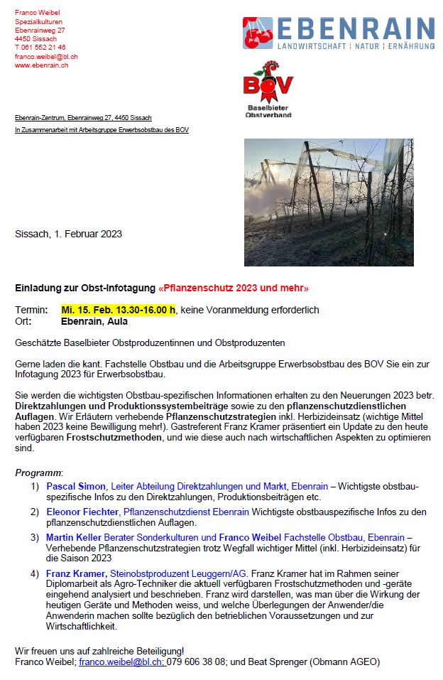 Obst Infotagung Ebenrain und AGEO 2023